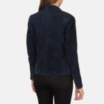 Kelsee Navy Blue Suede Biker Jacket - Image 5