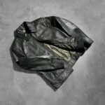 Lavendard Green Leather Biker Jacket - Image 8