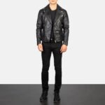 Armand Black Leather Biker Jacket - Image 3