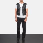 Brandon Black Leather Vest - Image 3