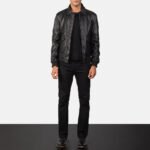 Coffmen Black A2 Leather Bomber Jacket - Image 3