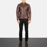 Damian Brown Leather Biker Jacket - Image 3