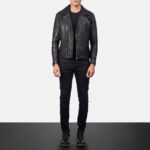 Danny Quilted Black Leather Biker Jacket - Image 4