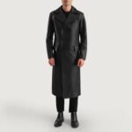 Delmar Black Leather Double Breasted Coat - Image 3