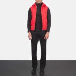 Fuston Red Hooded Puffer Vest - Image 3