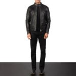 Gatsby Black Leather Biker Jacket - Image 3