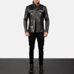 Hudson Black Leather Biker Jacket - Image 3