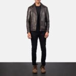 Noah Brown Leather Biker Jacket - Image 4