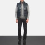 Reeves Blue Leather Puffer Vest - Image 3