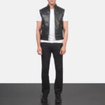 Roland Black Leather Biker Vest - Image 3
