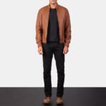 Shane Brown Leather Bomber Jacket - Image 3
