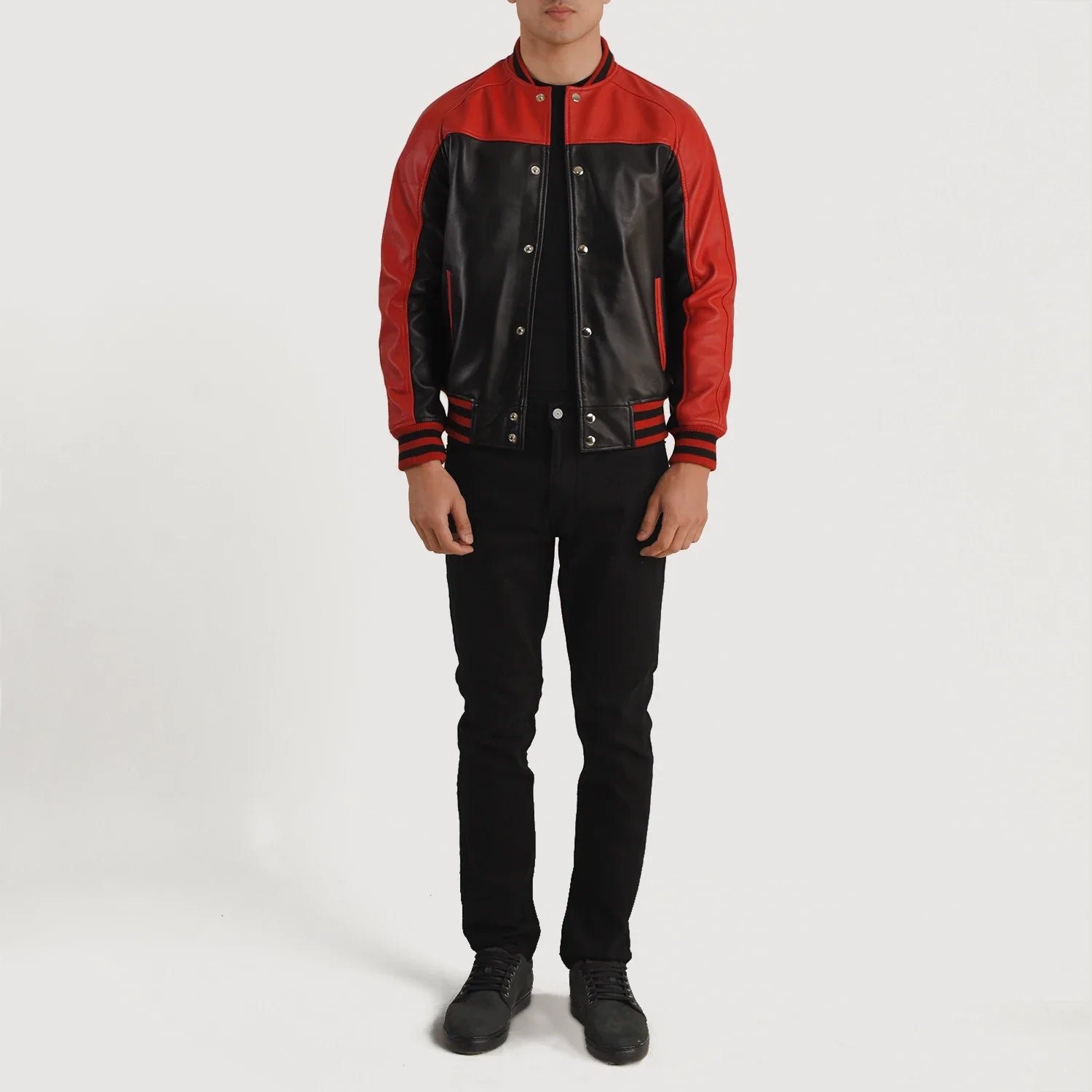 Terrance Black & Red Leather Varsity Jacket - Image 5