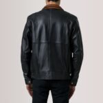 Alfred Black Leather Bomber Jacket - Image 5