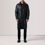 Cai Black Leather Shearling Coat - Image 2