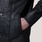 Cai Distressed Black Leather Shearling Coat - Image 6