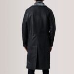 Cai Distressed Black Leather Shearling Coat - Image 4