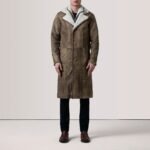 Cai Distressed Brown Leather Shearling Coat - Image 2