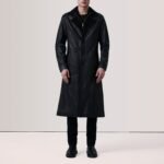 Charlton Black Leather Single Breasted Coat - Image 2
