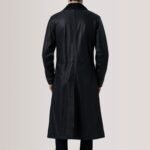 Charlton Black Leather Single Breasted Coat - Image 4