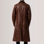 Charlton Waxed Brown Leather Single Breasted Coat - Image 4