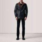 Connor Black Leather Coat - Image 2