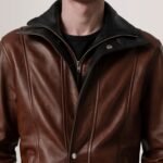 Connor Waxed Brown Leather Coat - Image 6