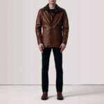 Connor Waxed Brown Leather Coat - Image 2