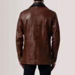 Connor Waxed Brown Leather Coat - Image 4