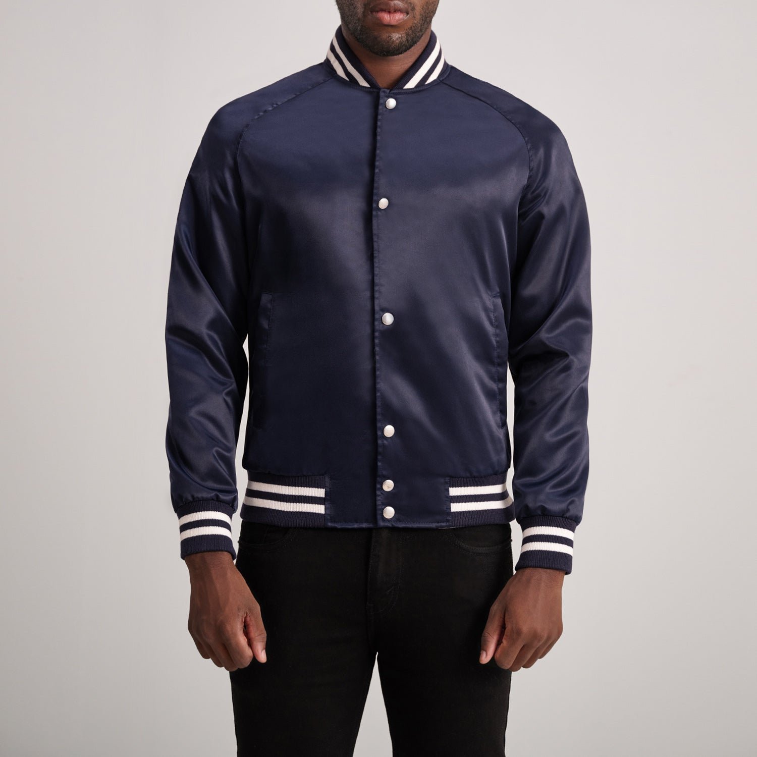 Men_sXanderBlueVarsityJacketCloseFront Xander Blue Varsity Jacket - Image 1