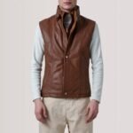 Zane Waxed Brown Leather Vest - Image 5