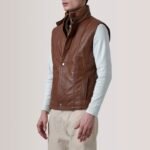 Zane Waxed Brown Leather Vest - Image 3