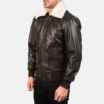 Airin Brown Leather Bomber Jacket - Image 4