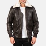 Airin Brown Leather Bomber Jacket - Image 5