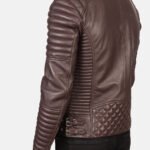 Armand Maroon Leather Biker Jacket - Image 6
