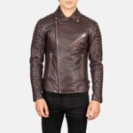 Armand Maroon Leather Biker Jacket - Image 4