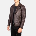 Armand Maroon Leather Biker Jacket - Image 2