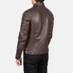 Armand Maroon Leather Biker Jacket - Image 5