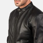 Avan Black Leather Bomber Jacket - Image 6