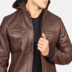 Bouncer Biz Brown Leather Bomber Jacket - Image 6