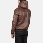 Bouncer Biz Brown Leather Bomber Jacket - Image 5