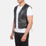 Brandon Black Leather Vest - Image 2