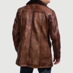 Cinnamon Distressed Leather Fur Coat - Image 5