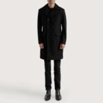 Claud Black Wool Double Breasted Coat - Image 3