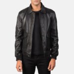 Coffmen Black A2 Leather Bomber Jacket - Image 2