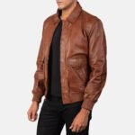 Coffmen Brown A2 Leather Bomber Jacket - Image 2