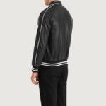 Cooper Black Leather Varsity Jacket - Image 5