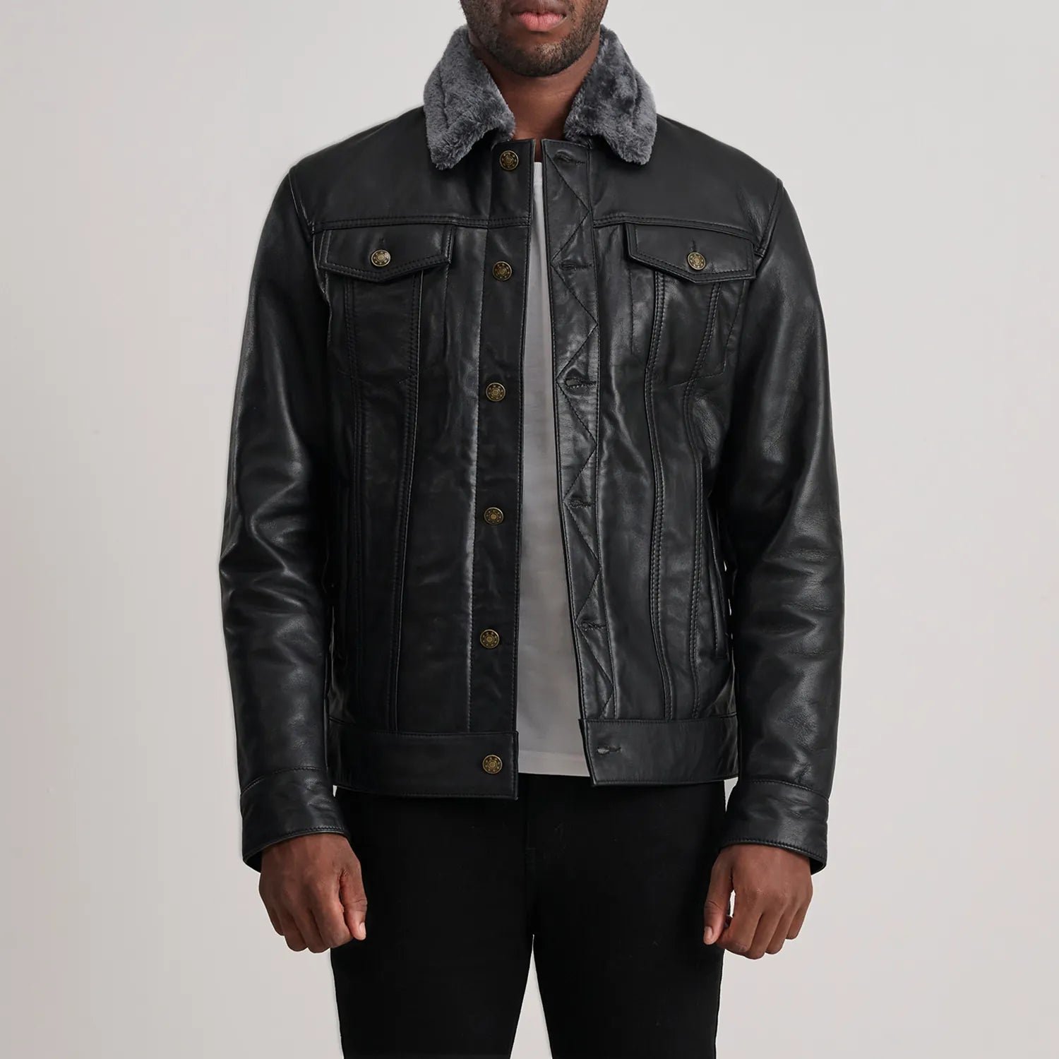 Men_s_Dallis_Black_Leather_Shearling_Trucker_Jacket_Open_Front-4-1733736075247 Dallis Black Leather Shearling Trucker Jacket - Image 1