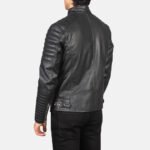 Damian Black Leather Biker Jacket - Image 5