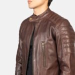 Damian Brown Leather Biker Jacket - Image 6