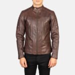 Damian Brown Leather Biker Jacket - Image 4